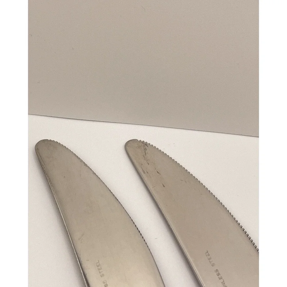 Set Of 8 Ekco Eterna LA JOYA Stainless Steel Japan Flatware Knives Wooden Handle